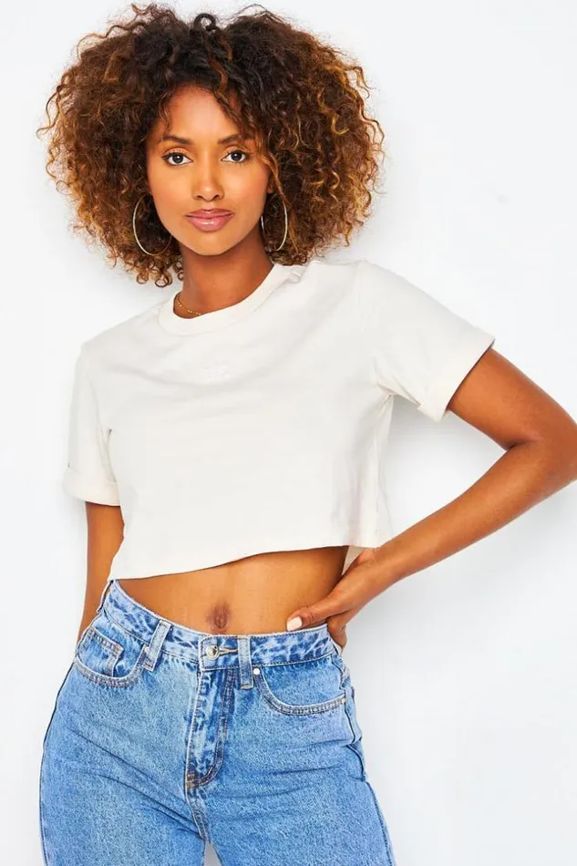 Women Adicolor Essentials Crop Top In Beige Adidas Beige Brentiny Paris TShirts