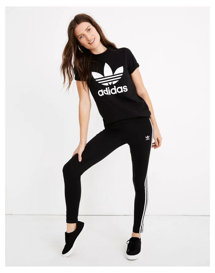 Women Adidas Three Stripe Leggings Black Madewell Activewear