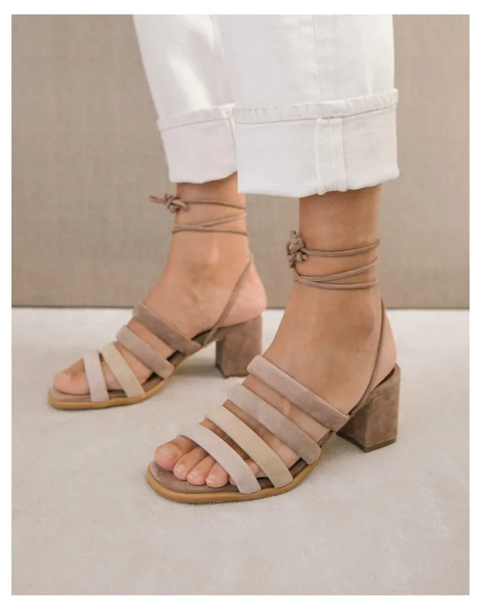 Women ALOHAS Suede Letizia Sandals Almond Madewell Heels