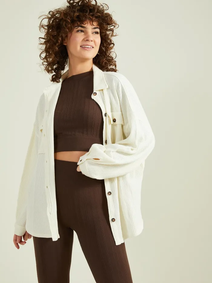 Women Altar039d State Activewear Joyride Oversized Thermal Top Cream