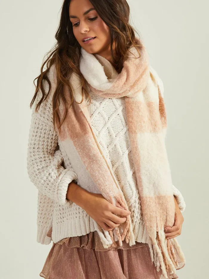 Women Altar039d State Bandanas Scarves Oversized Plaid Scarf Blush