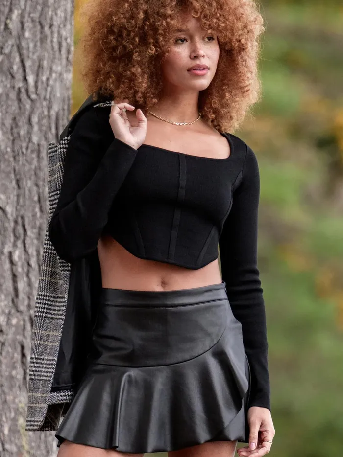 Women Altar039d State Blouses Lucia Cropped Corset Top Black