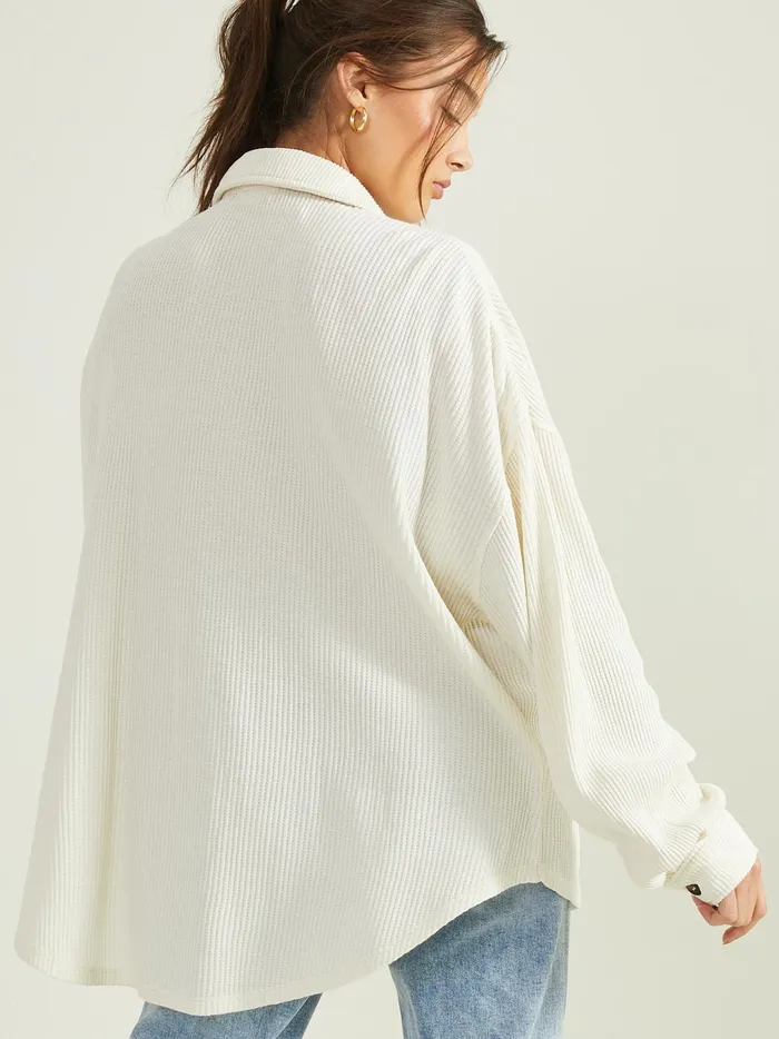 Women Altar039d State Blouses Neva Thermal Button Down Top Cream
