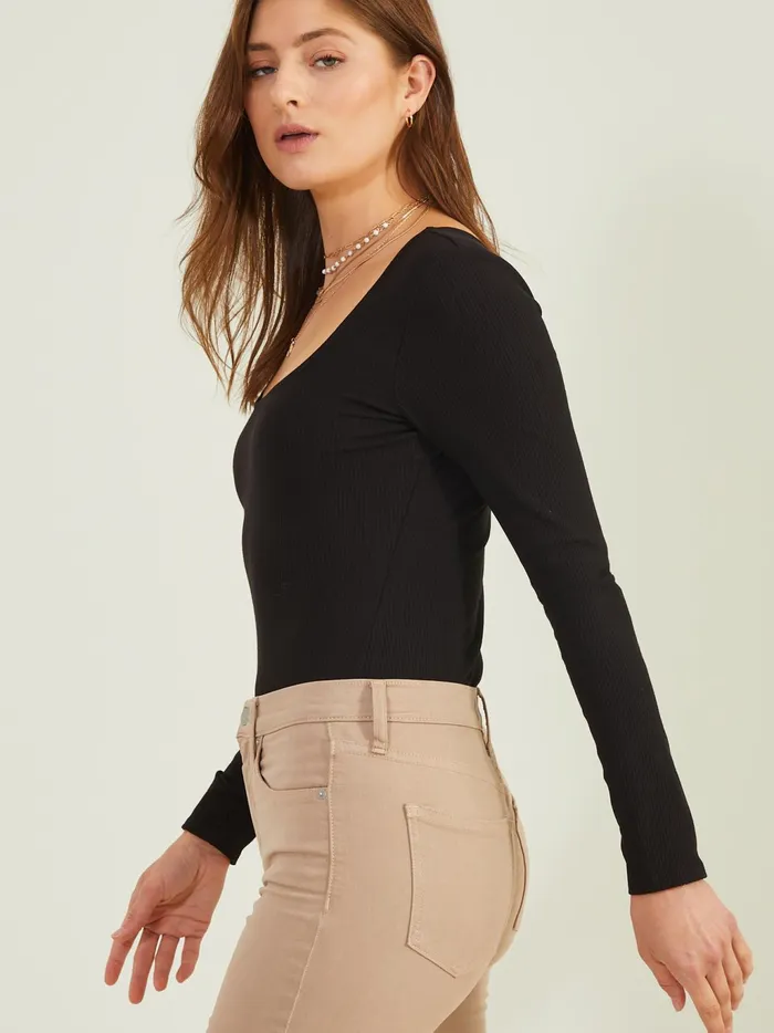 Women Altar039d State Blouses Paige Ribbed Bodysuit Black