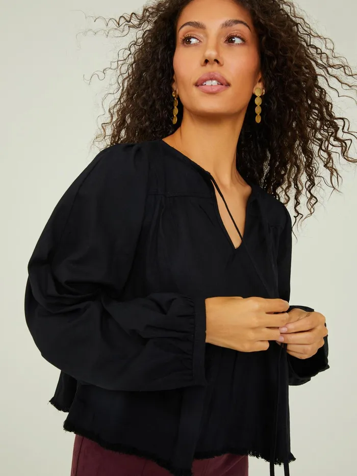 Women Altar039d State Blouses Sidney Tie Tiered Top Black
