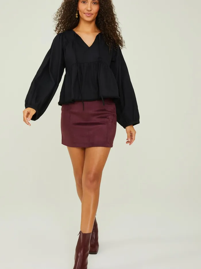 Women Altar039d State Blouses Sidney Tie Tiered Top Black