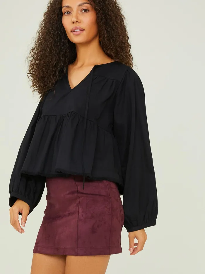 Women Altar039d State Blouses Sidney Tie Tiered Top Black