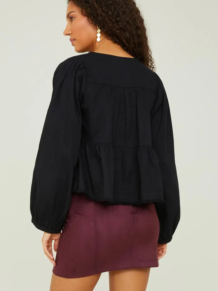 Women Altar039d State Blouses Sidney Tie Tiered Top Black