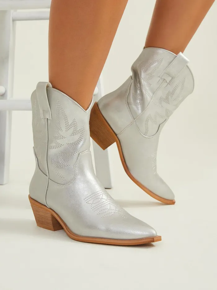 Women Altar039d State Boots Booties Claire Metallic Cowboy Boots Silver