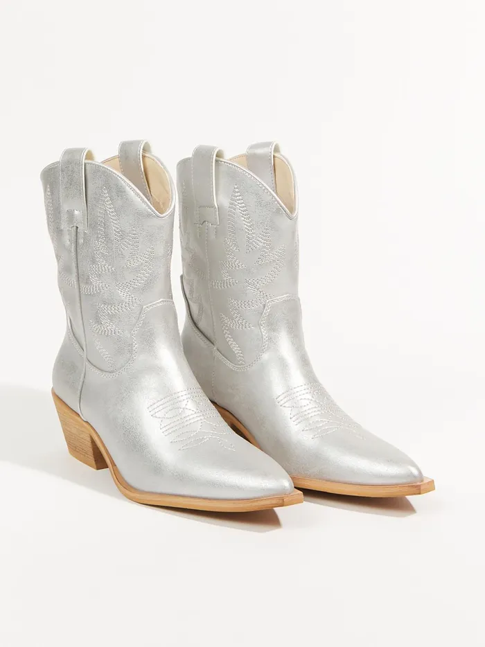 Women Altar039d State Boots Booties Claire Metallic Cowboy Boots Silver