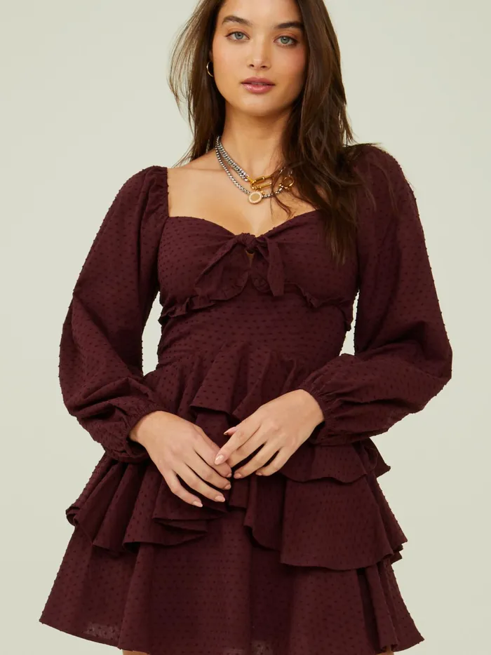 Women Altar039d State Casual Amari Ruffle Dress Winetasting