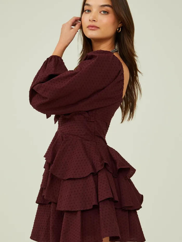 Women Altar039d State Casual Amari Ruffle Dress Winetasting