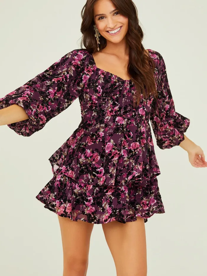 Women Altar039d State Casual Tahlia Sweetheart Floral Dress Wine