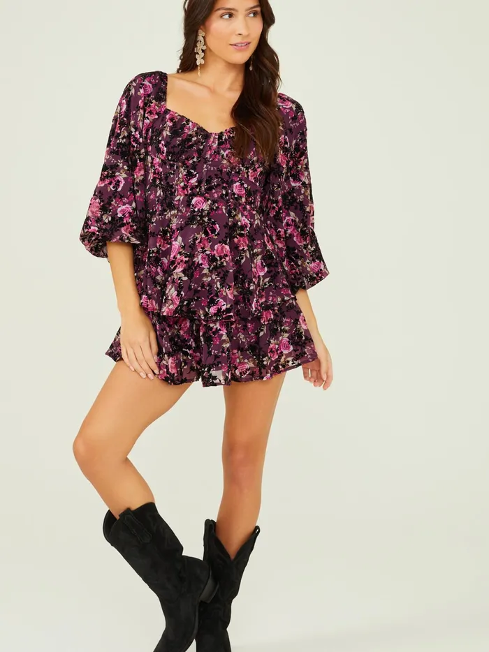 Women Altar039d State Casual Tahlia Sweetheart Floral Dress Wine