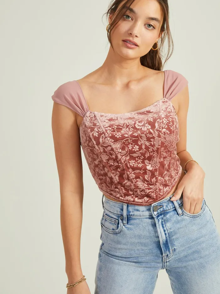 Women Altar039d State Corsets Jasper Velvet Corset Top Dustymauve