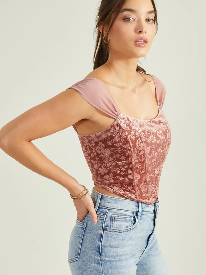 Women Altar039d State Corsets Jasper Velvet Corset Top Dustymauve