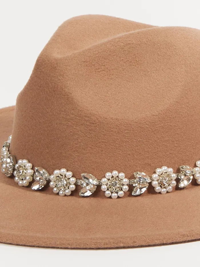 Women Altar039d State Hats Pearl Band Wide Brim Hat Brown