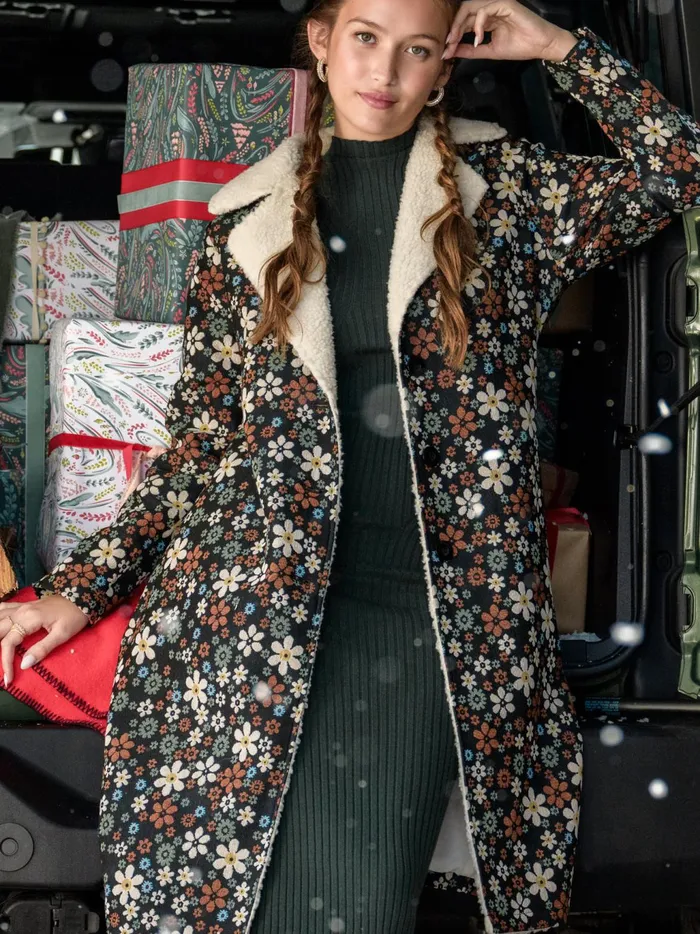 Women Altar039d State Jackets Anya Sherpa Floral Coat Black