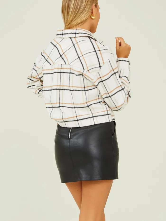 Women Altar039d State Jackets Ashton Cropped Plaid Shacket Tanblack