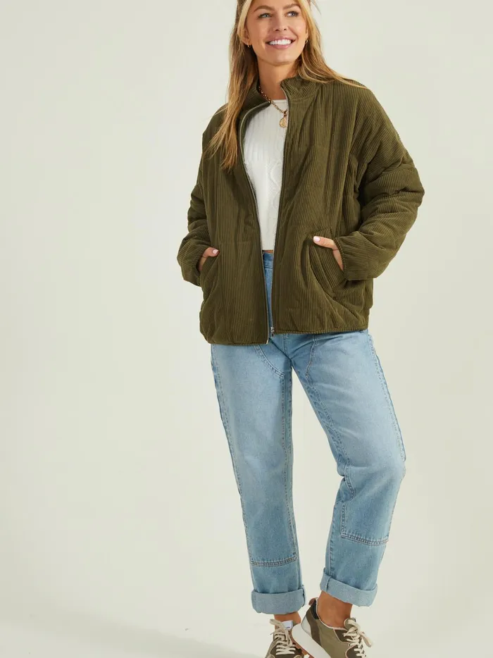 Women Altar039d State Jackets Calia Corduroy Quilted Jacket Olive