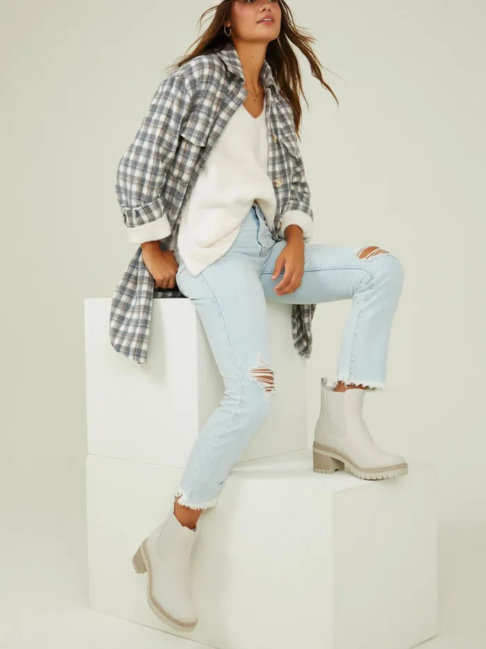 Women Altar039d State Jackets Laney Long Plaid Shacket Grey