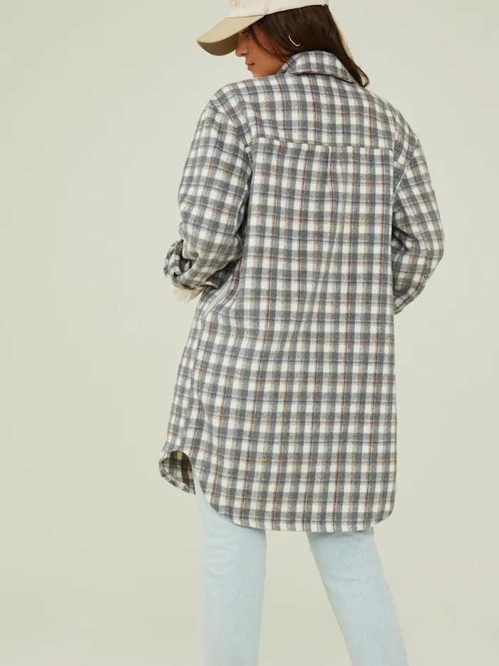 Women Altar039d State Jackets Laney Long Plaid Shacket Grey