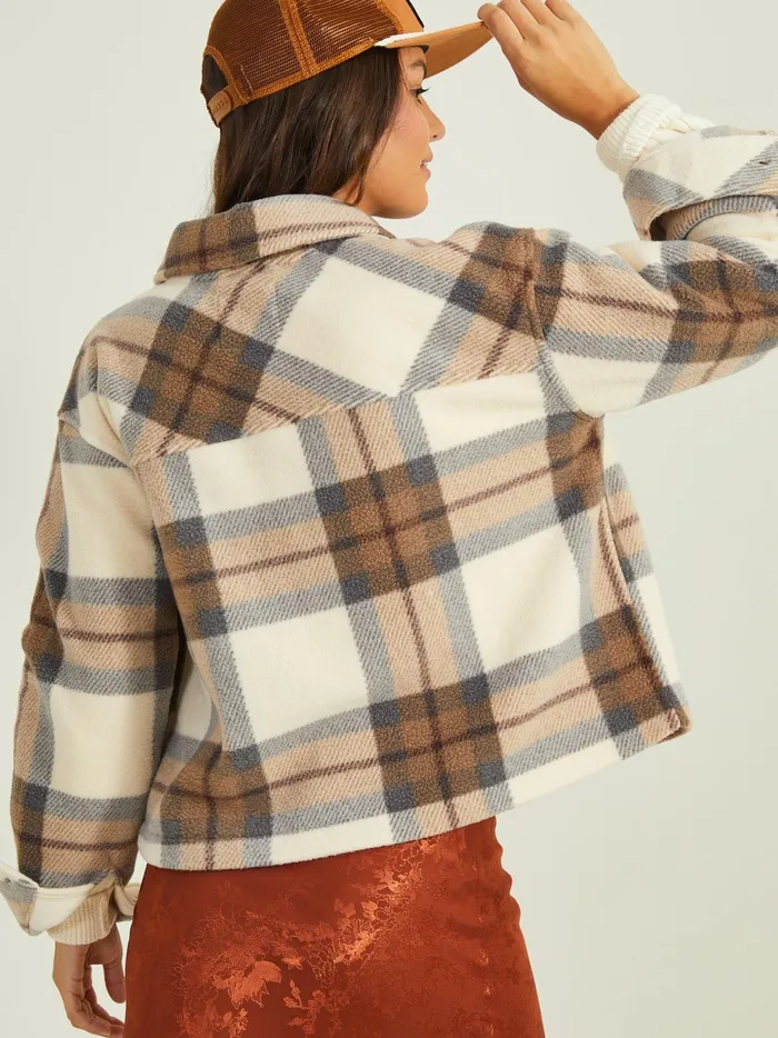 Women Altar039d State Jackets Palmer Plaid Fleece Shacket Ivorybrown