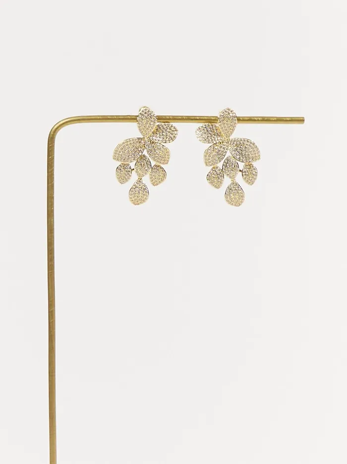 Women Altar039d State Jewelry 18k Gold Metal Leaf Diamond Statement Earrings Crystal