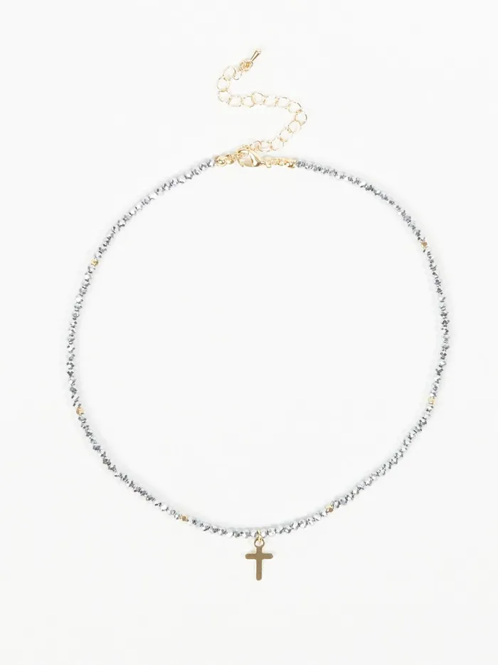 Women Altar039d State Jewelry Beaded Cross Charm Necklace Silver