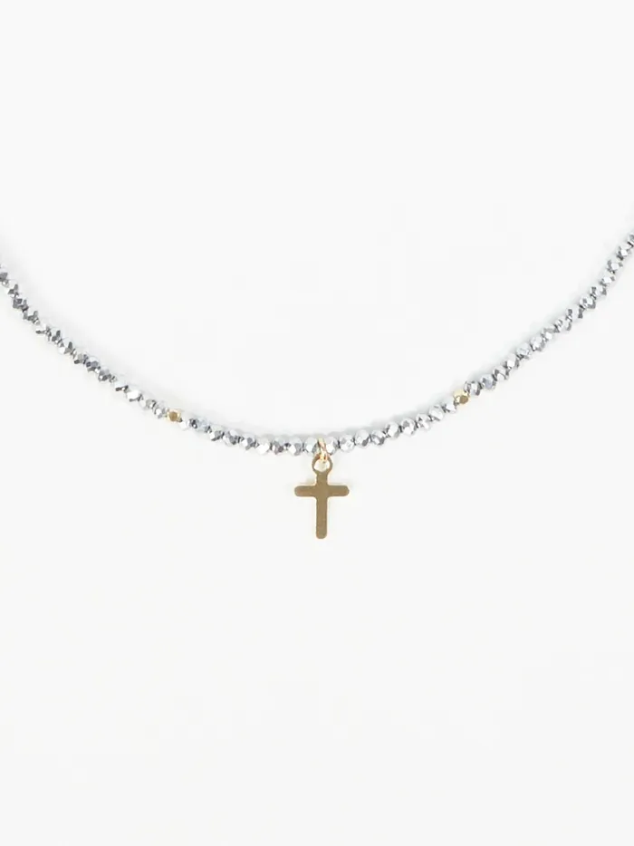 Women Altar039d State Jewelry Beaded Cross Charm Necklace Silver