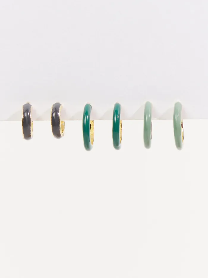 Women Altar039d State Jewelry Enamel Hoop Earring Trio Greenmulti