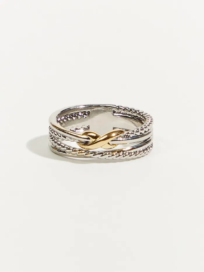 Women Altar039d State Jewelry Mixed Metal Braided Stack Ring Mxm