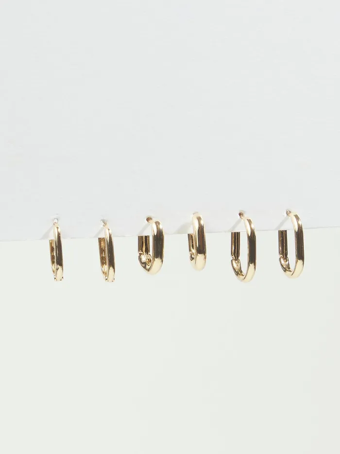 Women Altar039d State Jewelry Oval Huggie Earring Set Gold