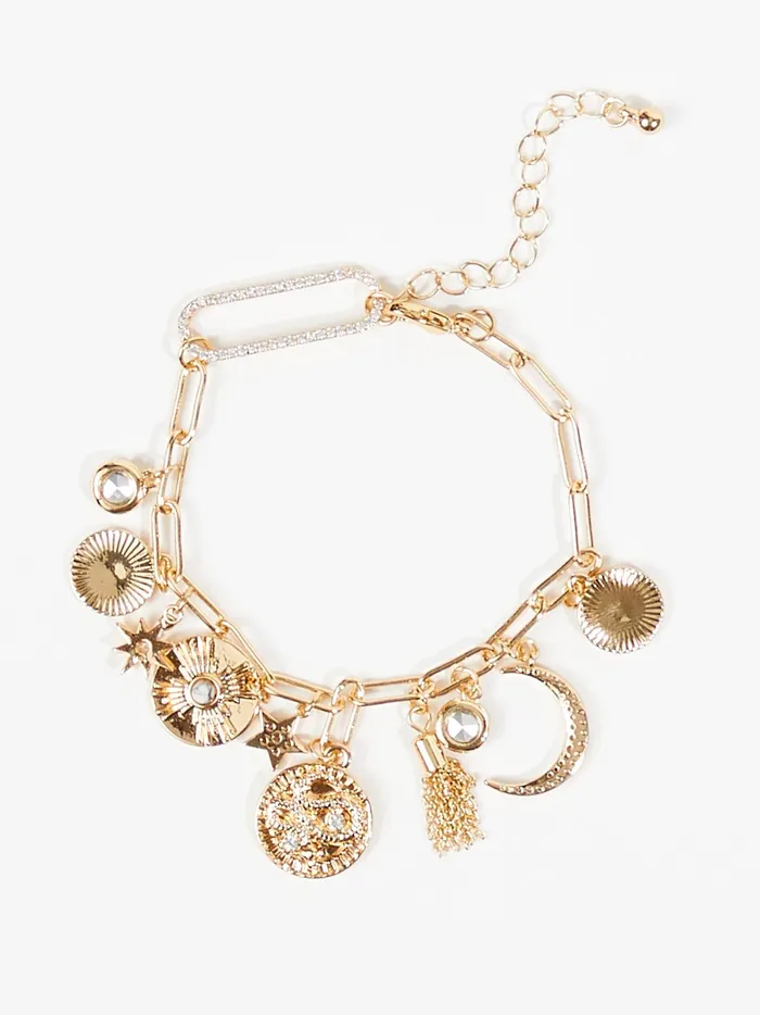 Women Altar039d State Jewelry Paperclip Celestial Charm Bracelet Gold