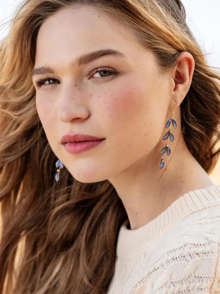 Women Altar039d State Jewelry Resin Leaf Dangle Earrings Iceblue