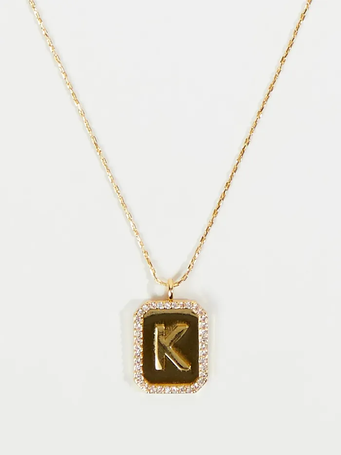 Women Altar039d State Jewelry Rhinestone Lined Monogram Pendant Necklace 8211 K Gold