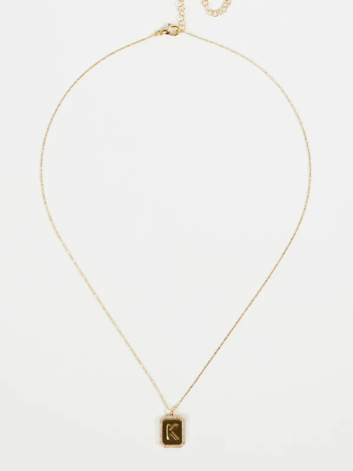 Women Altar039d State Jewelry Rhinestone Lined Monogram Pendant Necklace 8211 K Gold