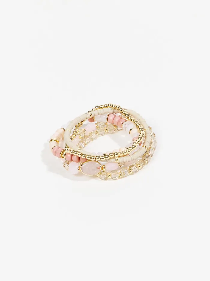 Women Altar039d State Jewelry Stone And Glass Beaded Bracelet Set Mauve
