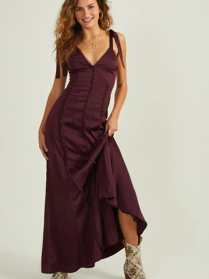 Women Altar039d State Maxi Midi Jacindy Satin Maxi Dress Winetasting