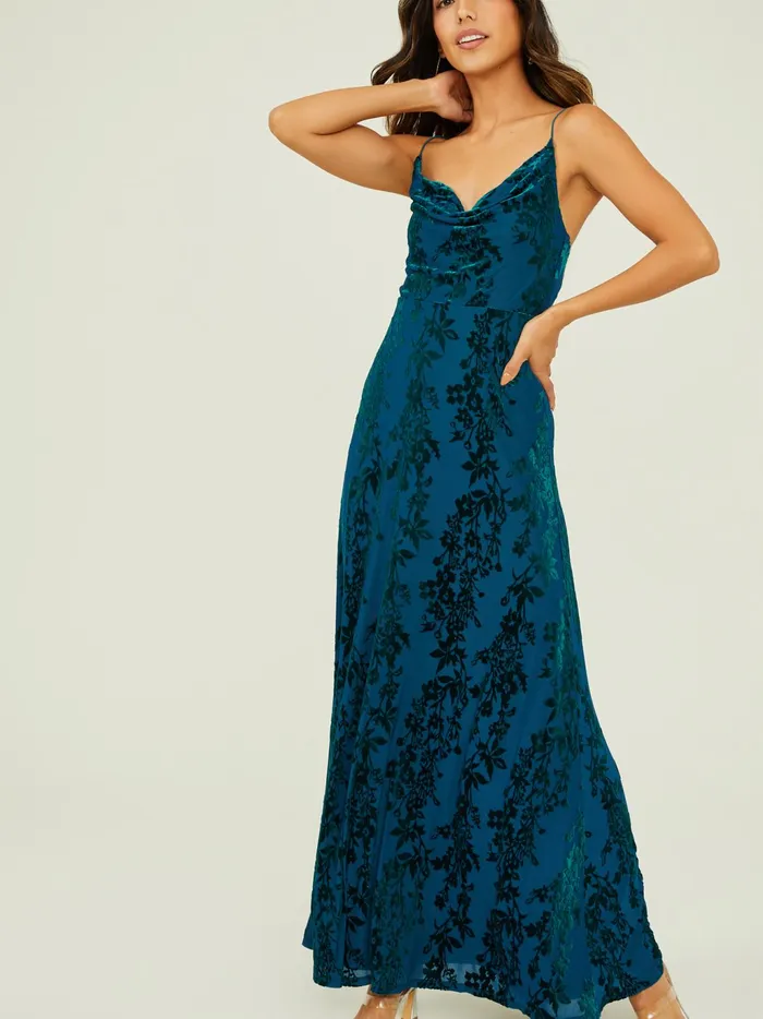 Women Altar039d State Maxi Midi Tilly Velvet Maxi Dress Teal