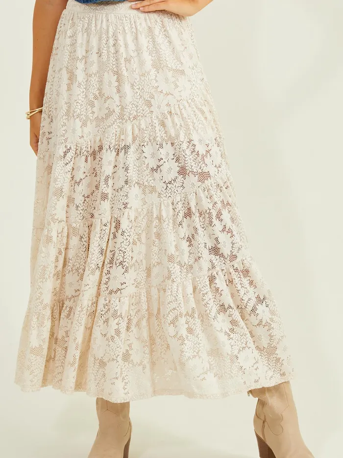 Women Altar039d State Skirts Skorts Noah Lace Tiered Maxi Skirt Stone