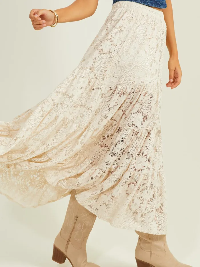 Women Altar039d State Skirts Skorts Noah Lace Tiered Maxi Skirt Stone