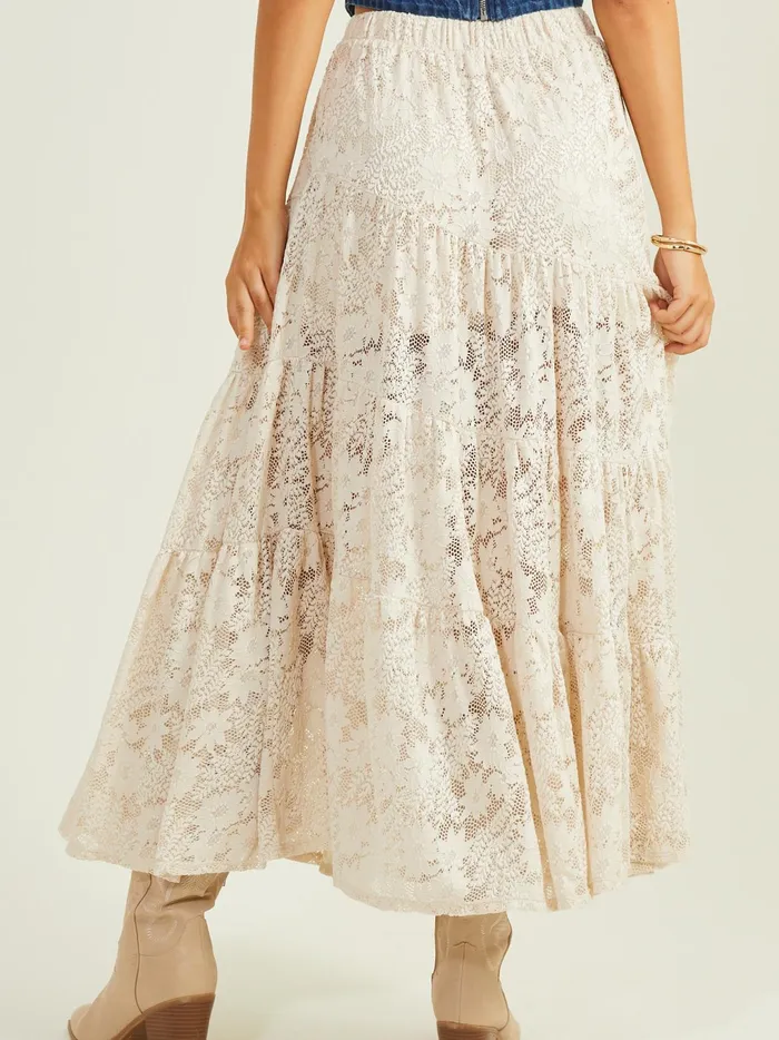 Women Altar039d State Skirts Skorts Noah Lace Tiered Maxi Skirt Stone