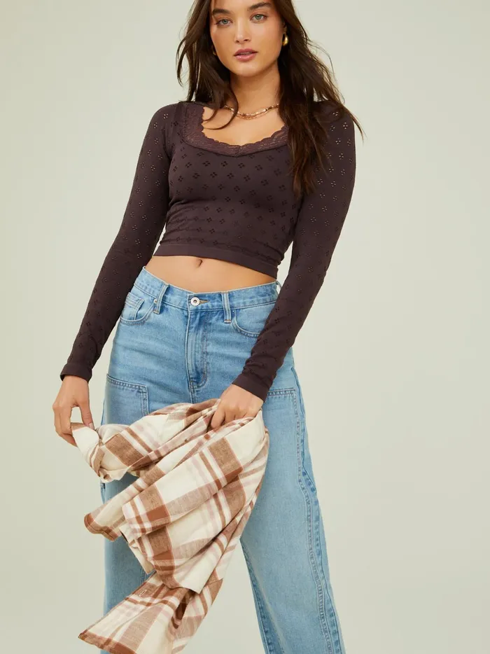 Women Altar039d State Sleep Lounge Noelle Eyelet Top Raisin