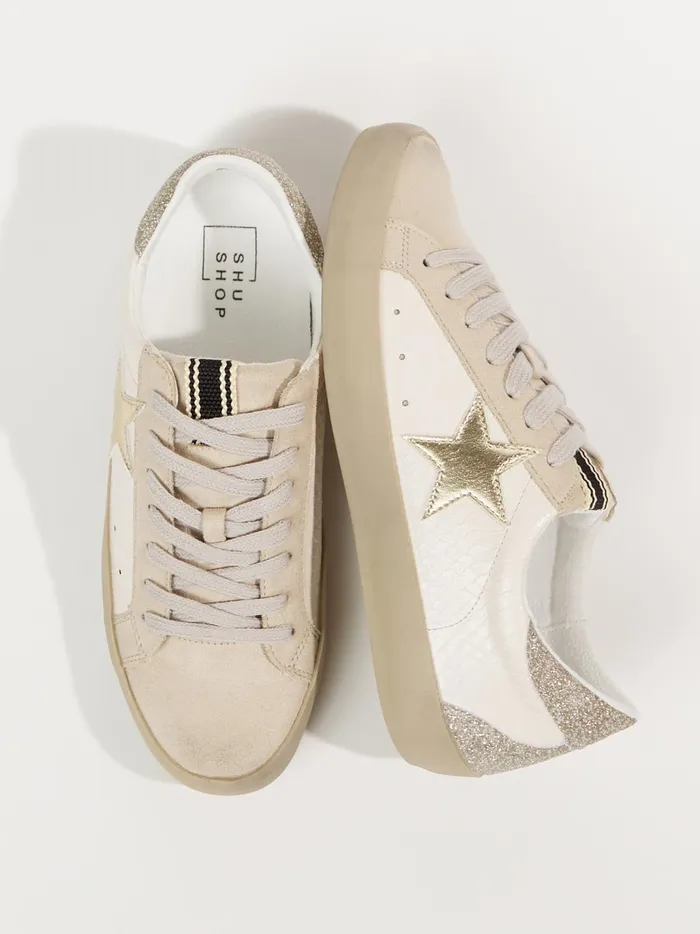 Women Altar039d State Sneakers Paula Glitter Star Sneakers Bonesnake
