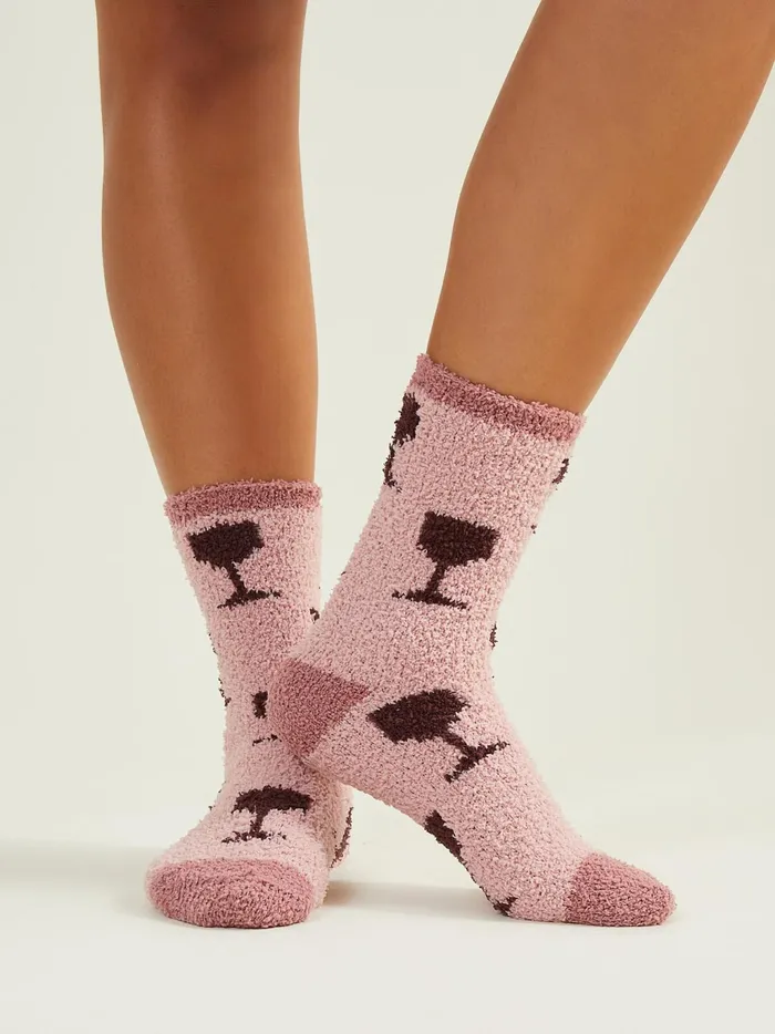 Women Altar039d State Socks Wine Glass Cozy Socks Lightblush