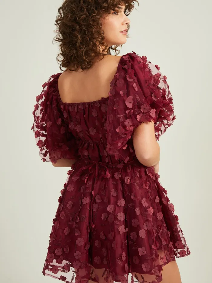 Women Altar039d State Special Occasion Maren Puff Sleeved Dress Burgundy