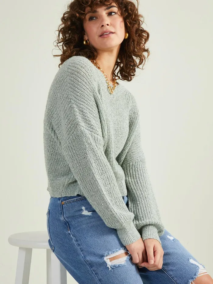 Women Altar039d State Sweaters Astra Sequin Cropped Sweater Mint