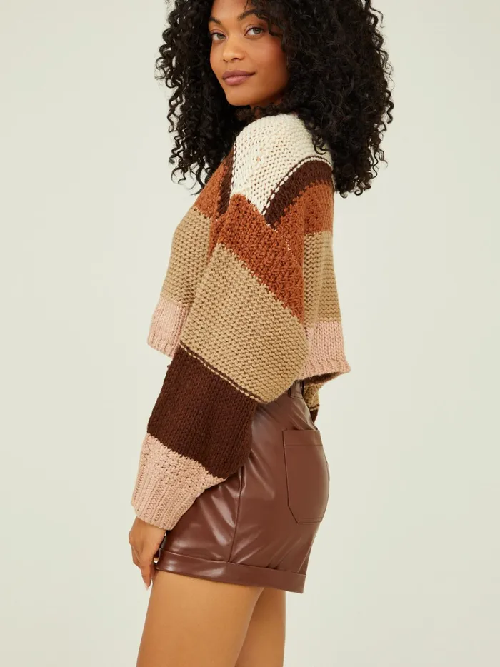 Women Altar039d State Sweaters Eliza Striped Chunky Sweater Taupemulti