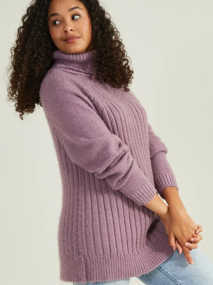 Women Altar039d State Sweaters Tara Turtleneck Tunic Sweater Elderberry